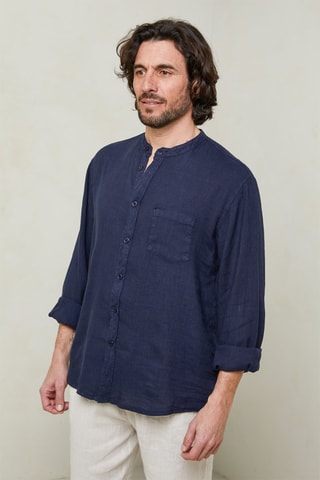 Overhemd - Lichtgrijs - Marineblauw