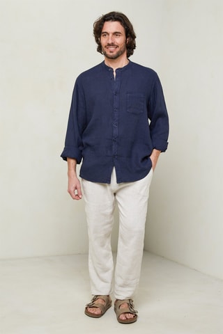 Overhemd - Lichtgrijs - Marineblauw