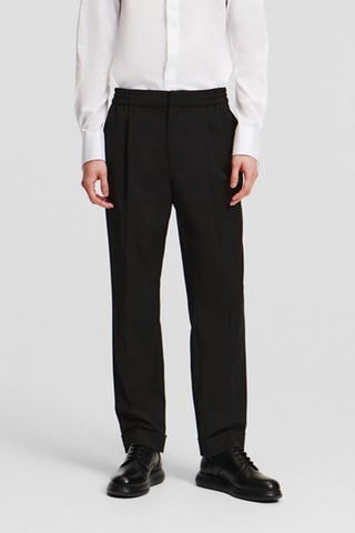 Pantalon casual en laine vierge - Noir