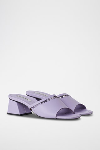 Mules à talons en cuir - Mauve