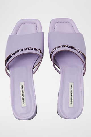 Mules à talons en cuir - Mauve