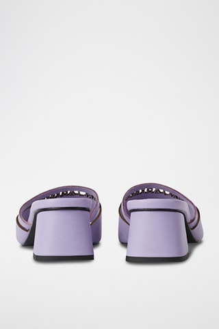 Mules à talons en cuir - Mauve