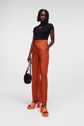 Pantalon taille haute - Rouge brique