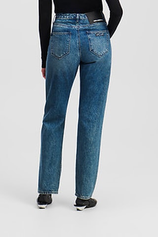 Jean straight taille haute - Bleu marine