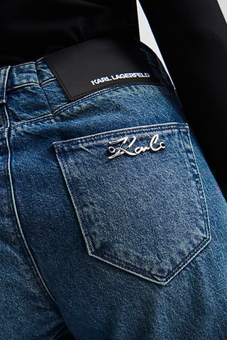 Jean straight taille haute - Bleu marine