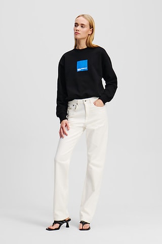 Jean straight en coton biologique taille haute - Blanc