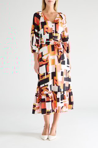 Robe midi - Orange et noir