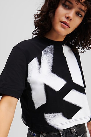 T-shirt cropped en coton biologique - Noir