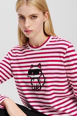 T-shirt en coton biologique - Fuchsia et blanc