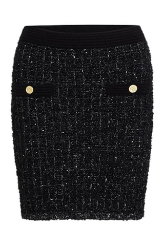Jupe droite en tweed - Noir