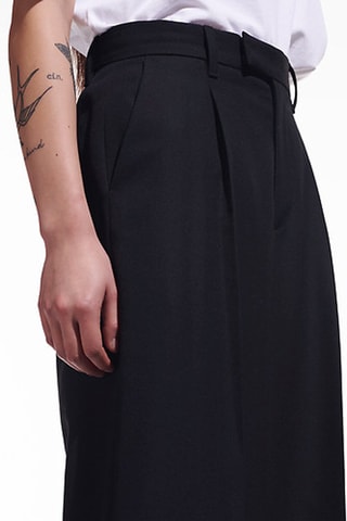 Pantalon wide legs en laine taille haute - Noir