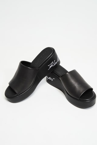 Mules plateformes en cuir - Noir