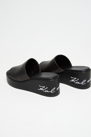 Mules plateformes en cuir - Noir