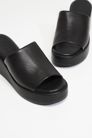 Mules plateformes en cuir - Noir