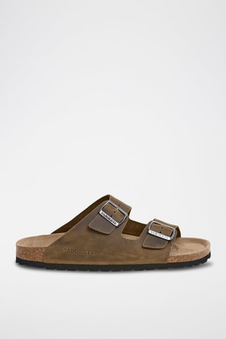 Leren Slippers - Kaki