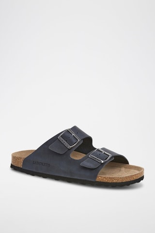 Leren Slippers - Marineblauw