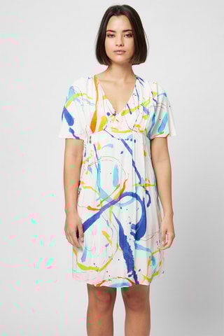 Trapezium Jurk Wit en Geel - Harmont & Blaine - Wit, blauw, geel en oranje