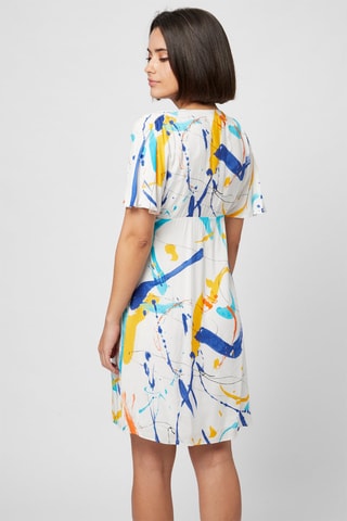 Trapezium Jurk Wit en Geel - Harmont & Blaine - Wit, blauw, geel en oranje