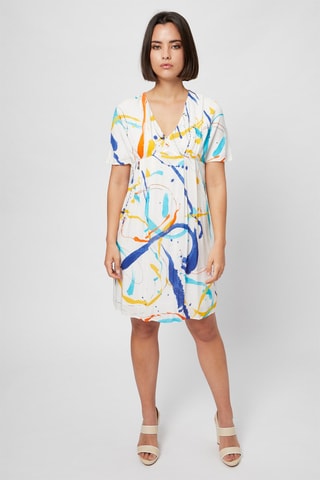 Trapezium Jurk Wit en Geel - Harmont & Blaine - Wit, blauw, geel en oranje