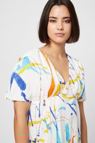 Trapezium Jurk Wit en Geel - Harmont & Blaine - Wit, blauw, geel en oranje