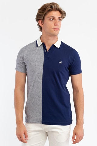 Polo - Gemêleerd Lichtgrijs en Marineblauw - Harmont & Blaine Jeans - Wit, blauw en grijs