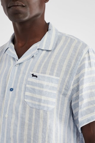 Linnen Overhemd - Blauw - Harmont & Blaine - Wit en blauw