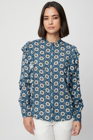 Blouse Pauwblauw - Harmont & Blaine - Wit, blauw en geel