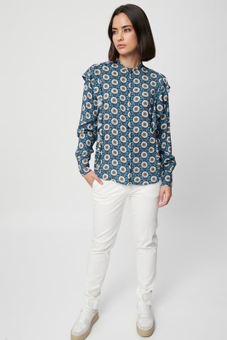 Blouse Pauwblauw - Harmont & Blaine - Wit, blauw en geel
