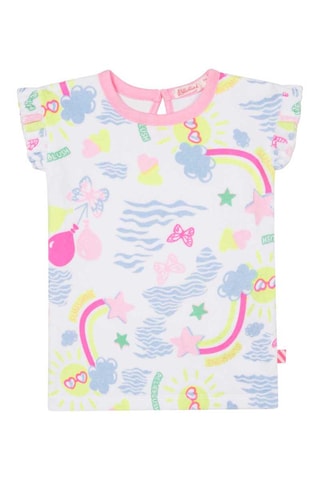 T-shirt Cru e azul-celeste - Billieblush