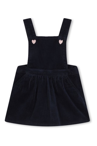 Vestido-jardineiras em veludo - Azul-marinho