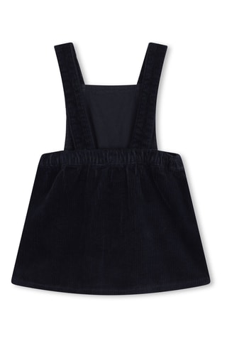 Vestido-jardineiras em veludo - Azul-marinho