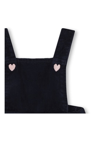 Vestido-jardineiras em veludo - Azul-marinho