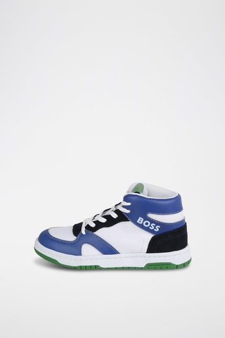 Sapatilhas subidas em couro - Branco e preto - Boss