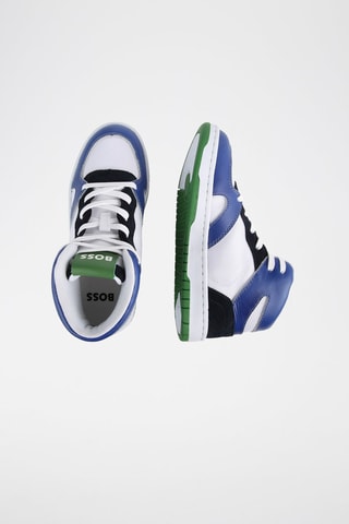 Sapatilhas subidas em couro - Branco e preto - Boss