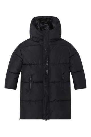 Lange gewatteerde jas met capuchon - Zwart - Karl Lagerfeld