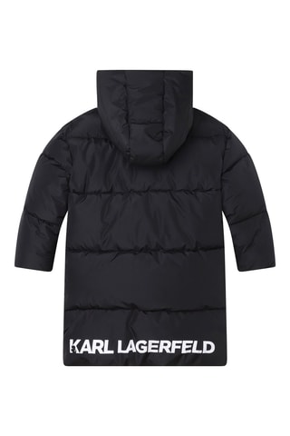 Lange gewatteerde jas met capuchon - Zwart - Karl Lagerfeld