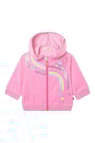 Sweat com capuz em veludo - Rosa