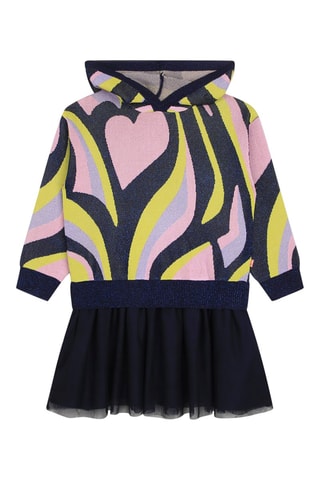 Vestido efeito ilusório com capuz - Rosa e preto