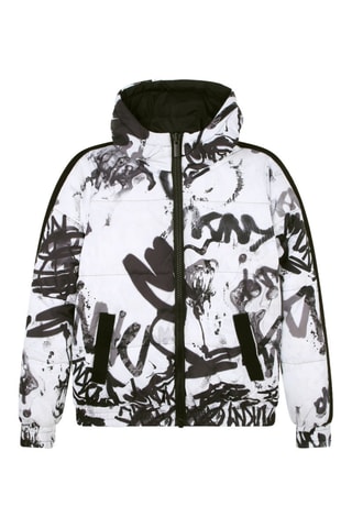 Dubbelzijdige gewatteerde jas met capuchon - Zwart en Wit - DKNY