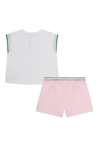 Mouwloos Biologisch Katoenen T-shirt en Short - Wit en Roze