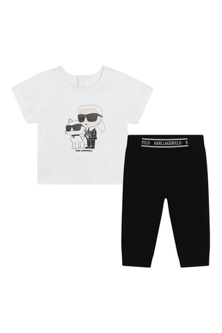 Camiseta y pantalón de chándal de algodón orgánico - Blanco y negro