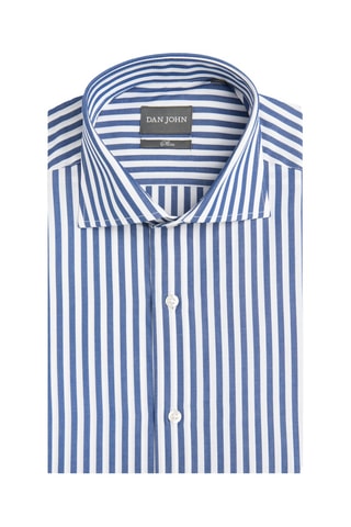 Overhemd Slim Fit - Indigoblauw en Wit