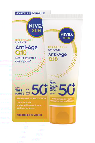 Crème visage solaire anti-âge Q10 SPF 50 Nivea Sun - Peaux sensibles - 40 ml