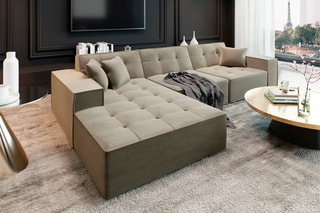 Canapé d'angle gauche Hedera Beige foncé