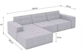 Canapé d'angle gauche Hedera Beige foncé