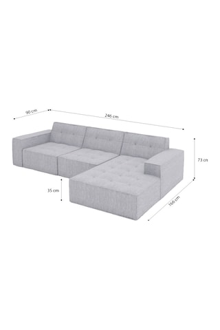Canapé d'angle droit Atlantis Gris clair