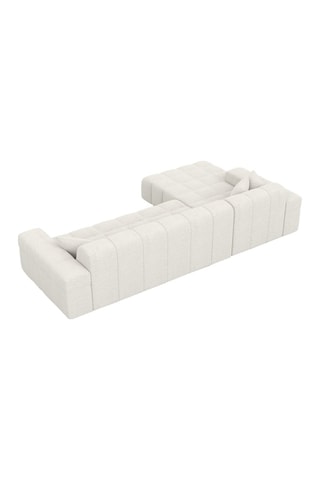 Canapé d'angle gauche Cardano - Blanc - 5 places - Tissu bouclette