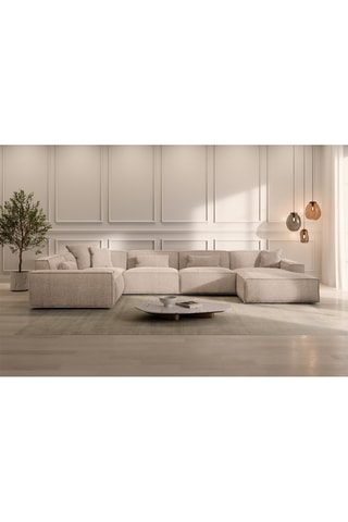 Canapé d'angle gauche panoramique Lionel Beige