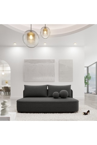 Canapé convertible Baldo - Anthracite - 2 places - En tissu structuré