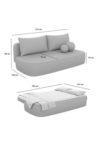 Canapé convertible Baldo - Anthracite - 2 places - En tissu structuré